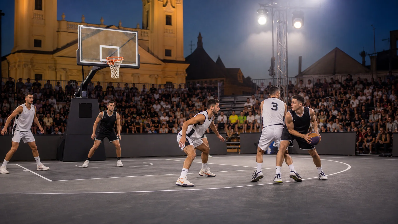 Матч баскетбола 3x3 в Дебрецене с 12 секундами на табло атаки